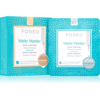 Foreo ufo™ matte maniac masca de curățare cu cărbune pentru un aspect mat