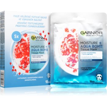 Garnier skin naturals moisture+aqua bomb set de măști textile 5 ks