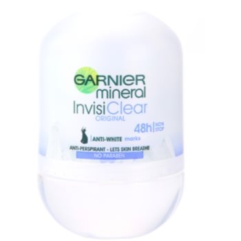 Garnier Mineral Invisi Clear deodorant roll-on cu particule de minerale impotriva petelor albe