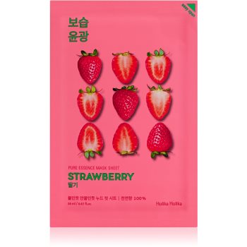 Holika Holika Pure Essence Strawberry mascã textilã iluminatoare pentru uniformizarea culorii pielii poza
