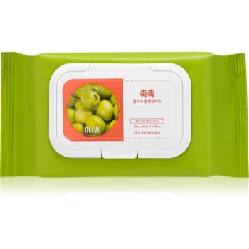 Holika holika daily fresh olive șervețele demachiante, pentru un machiaj persistent și rezistent la apă
