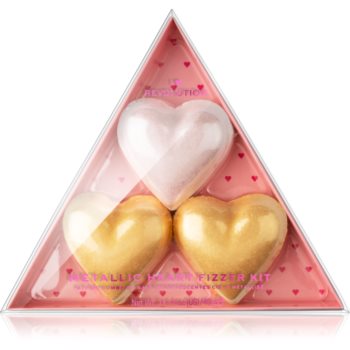 I heart revolution fizzer kit mettalic heart tablete colorate efervescente pentru baie