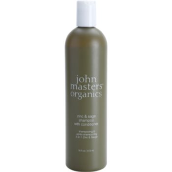 John Masters Organics Zinc & Sage sampon si balsam 2 in 1 pentru scalp iritat