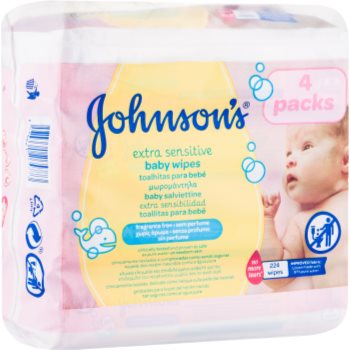 

Johnson's Baby Diapering екстра м'які вологі очищуючі серветки для дітей 224 кс