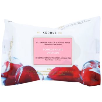 

Korres Face Pomegranate очищуючі серветки для комбінованої та жирної шкіри 25 кс