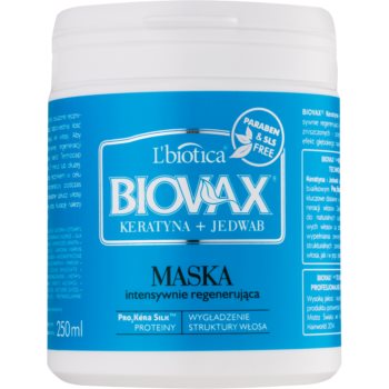 Lbiotica Biovax Keratin & Silk masca pentru regenerare pentru par aspru. imagine
