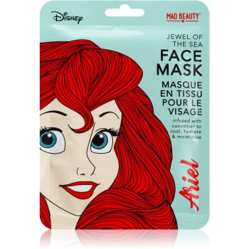 Mad Beauty Disney Princess Ariel mască textilă hidratantă cu extracte de castravete