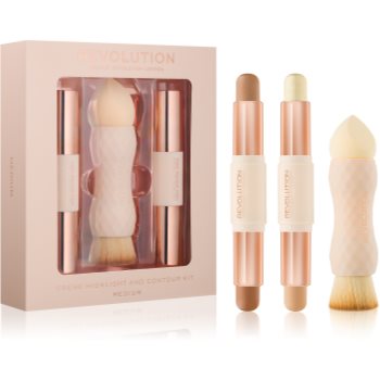 Makeup Revolution Crème Highlight And Contour Kit set cosmetice Medium