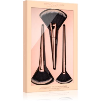 Makeup revolution highlight and finish set set perii machiaj