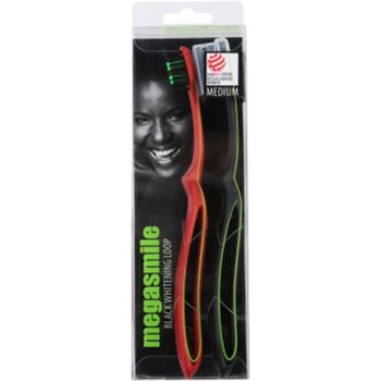 

Megasmile Black Whitening Loop зубна щітка з активованим вугіллям та посиленою рукояткою 2 кс