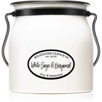 Milkhouse candle co. creamery white sage & bergamot lumânare parfumată butter jar