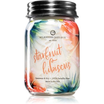 Milkhouse Candle Co. Farmhouse Starfruit Hibiscus lumânare parfumatã Mason Jar poza