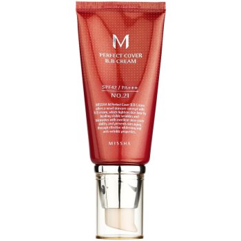 Missha M Perfect Cover BB krém s vysokou UV ochranou odstín No. 21 Light Beige SPF42/PA+++ 50 ml
