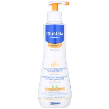 Mustela bébé dry skin gel nutritiv de curățare, cu cremă protectoare pentru refacerea barierei pielii pentru nou-nascuti si copii