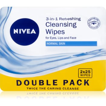 

Nivea 3in1 Refreshing очищуючі серветки для нормальної шкіри Double Pack 2 x 25 кс