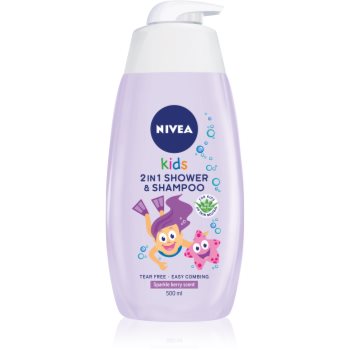 Nivea kids sparkle berry 2 in 1 gel de dus si sampon pentru copii