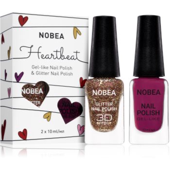 NOBEA Heartbeat set de lacuri de unghii colorate și strălucitoare