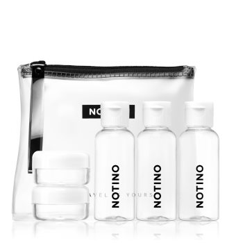 Notino Travel set de călătorii cu 5 sticluțe pentru cosmetice WHITE