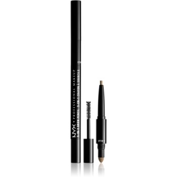 NYX Professional Makeup 3-In-1 Brow Pencil produs multifuncțional pentru sprâncene
