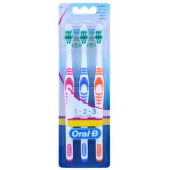 

Oral B 1-2-3 Classic CareClassic Care зубні щіточки medium 3 шт Pink & Blue & Orange
