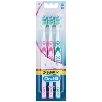 

Oral B 1-2-3 Classic CareClassic Care зубні щіточки medium 3 шт Pink & Pink & Green