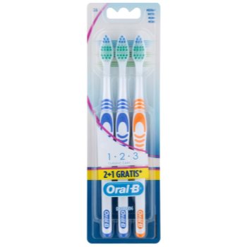 

Oral B 1-2-3 Classic CareClassic Care зубні щіточки medium 3 шт Blue & Blue & Orange
