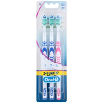

Oral B 1-2-3 Classic CareClassic Care зубні щіточки medium 3 шт Blue & Blue & Pink