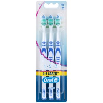 

Oral B 1-2-3 Classic CareClassic Care зубні щіточки medium 3 шт Blue & Blue & Blue