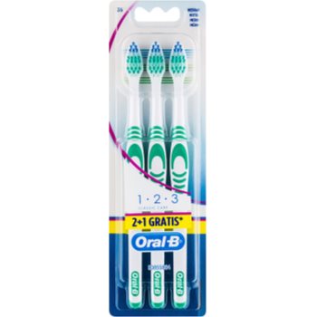 

Oral B 1-2-3 Classic CareClassic Care зубні щіточки medium 3 шт Green & Green & Green