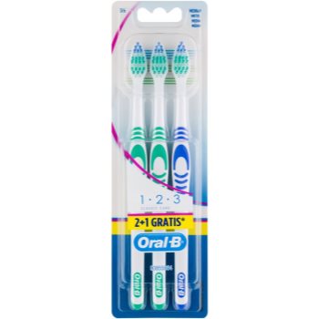 

Oral B 1-2-3 Classic CareClassic Care зубні щіточки medium 3 шт Green & Green & Blue