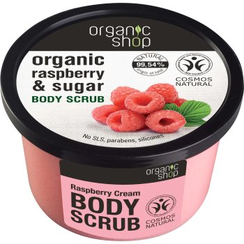 Organic shop body scrub ruspberry & sugar exfoliant delicat pentru corp