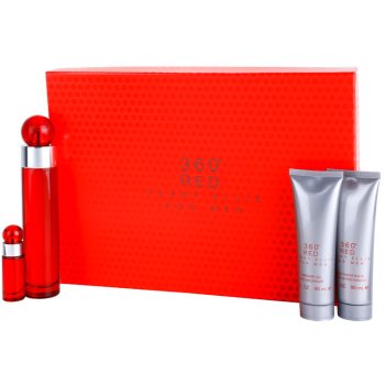 

Perry Ellis 360° Red подарунковий набір I. Туалетна вода 100 ml + Туалетна вода 7,5 ml + Бальзам після гоління 90 ml + Гель для душу 90 ml