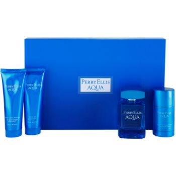 

Perry Ellis Aqua подарунковий набір I. Туалетна вода 100 ml + Гель для душу 90 ml + гель після гоління 90 ml + дезодорант-стік 78 g