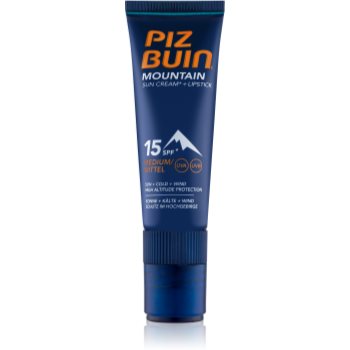 Piz Buin Mountain crema pentru fata si balsam pentru buze cu efect protectiv 2in1 SPF 15