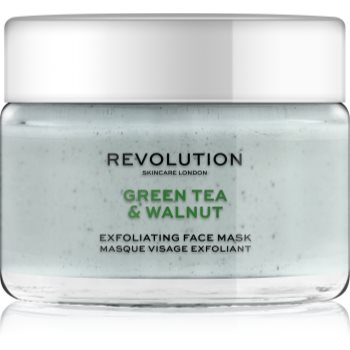 Revolution skincare green tea & walnut mască facială exfoliantă, pentru curățare