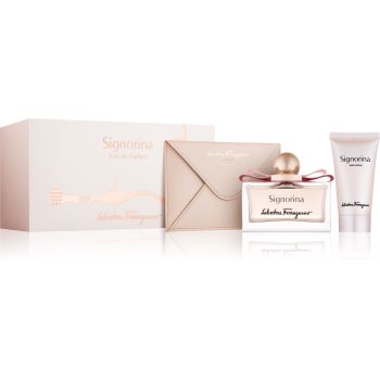 

Salvatore Ferragamo Signorina подарунковий набір V Парфумована вода 100 ml + Молочко для тіла 50 ml + сумочка