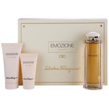 

Salvatore Ferragamo Emozione подарунковий набір І Парфумована вода 90 ml + Молочко для тіла 50 ml + Гель для душу 100 ml
