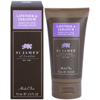 St. James Of London Lavender & Geranium crema pentru barbierit pentru barbati 75 g set pentru voiaj