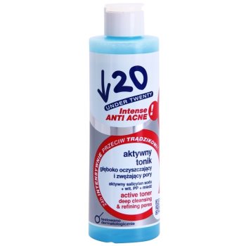 

Under Twenty ANTI! ACNE INTENSE глибоко очищуючий тонік для звуження пор 200 мл