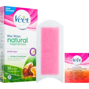Veet wax strips natural inspirations™ benzi depilatoare cu ceara rece cu ulei de argan