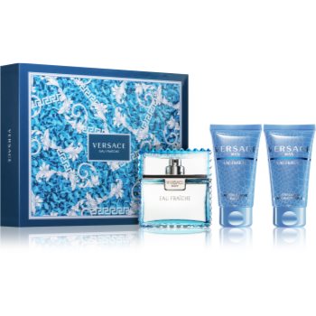 Versace Man Eau Fraîche dárková sada IV. toaletní voda 50 ml + sprchový gel 50 ml + balzám po holení 50 ml