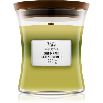 Woodwick trilogy garden oasis lumânare parfumată cu fitil din lemn