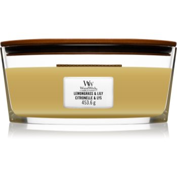 Woodwick lemongrass & lily lumânare parfumată cu fitil din lemn (hearthwick)
