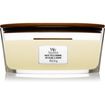 Woodwick white tea & jasmine lumânare parfumată cu fitil din lemn (hearthwick)