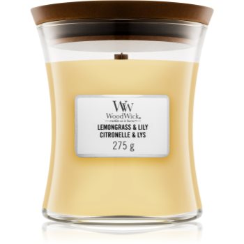 Woodwick Lemongrass & Lily lumânare parfumatã cu fitil din lemn poza
