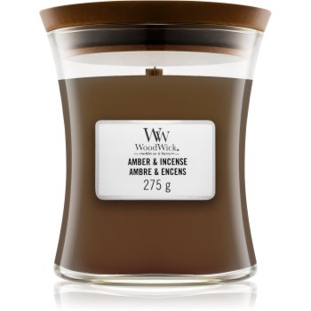 Woodwick amber & incense lumânare parfumată cu fitil din lemn