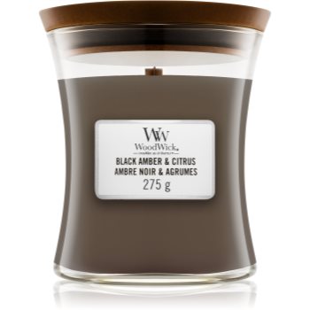 Woodwick Black Amber & Citrus lumânare parfumatã mediu poza
