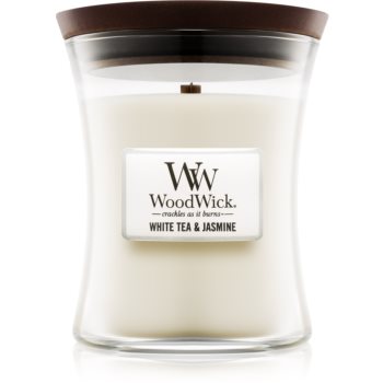 Woodwick White Tea & Jasmine lumânare parfumatã cu fitil din lemn poza