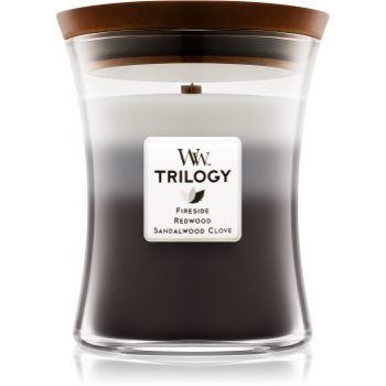 Woodwick trilogy warm woods lumânare parfumată cu fitil din lemn
