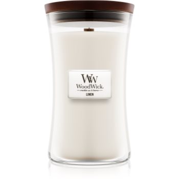 Woodwick linen lumânare parfumată cu fitil din lemn